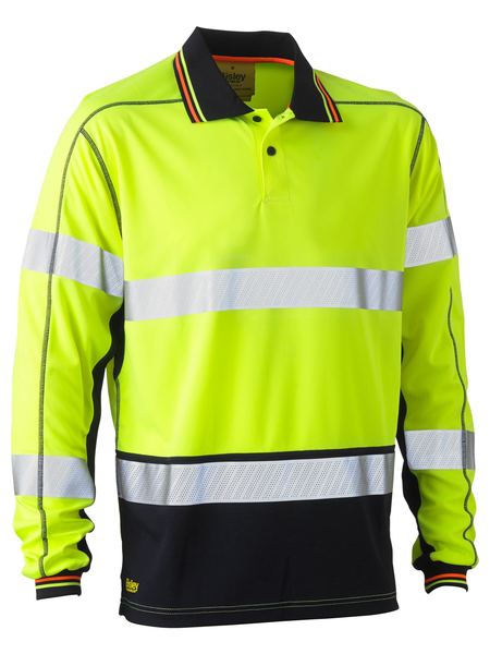 Bisley Taped Two Tone Hi Vis Polyester Mesh Long Sleeve Polo Shirt (BK6219T)