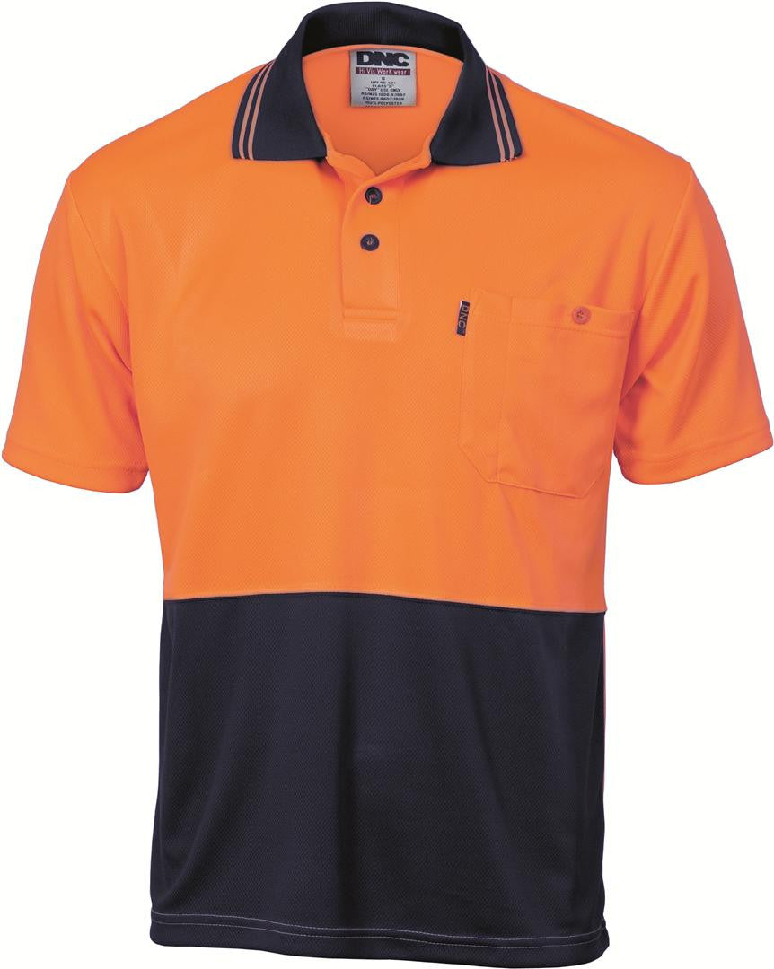 DNC Hivis Two Tone Cool Breathe Polo Shirt, Short Sleeve  (3811)