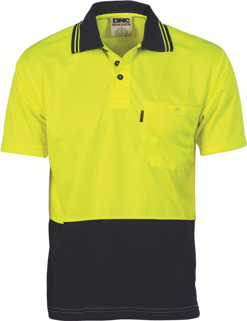 DNC Hivis Two Tone Cool Breathe Polo Shirt, Short Sleeve  (3811)