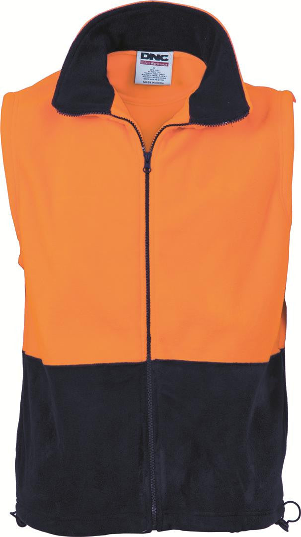 DNC HiVis Two Tone Full Zip Polar Fleece Vest (3828)