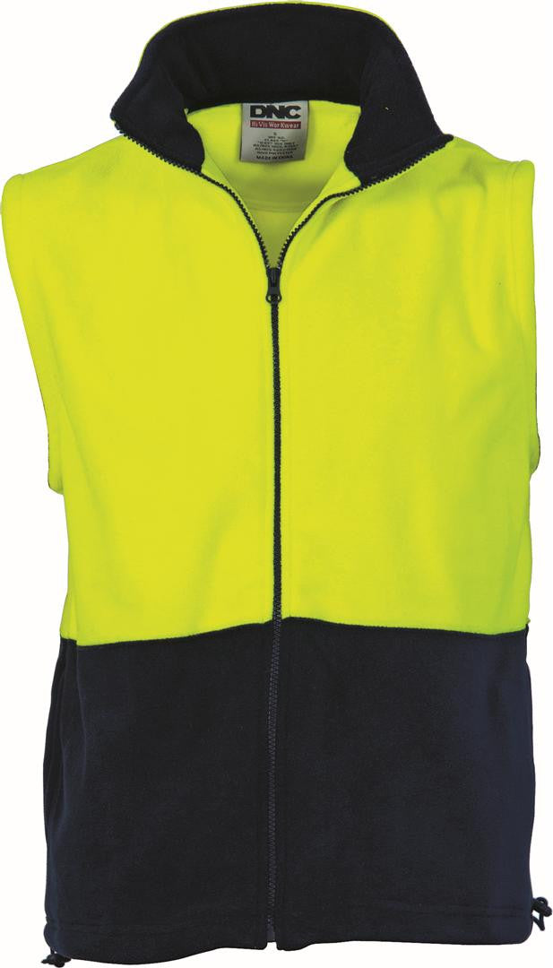 DNC HiVis Two Tone Full Zip Polar Fleece Vest (3828)