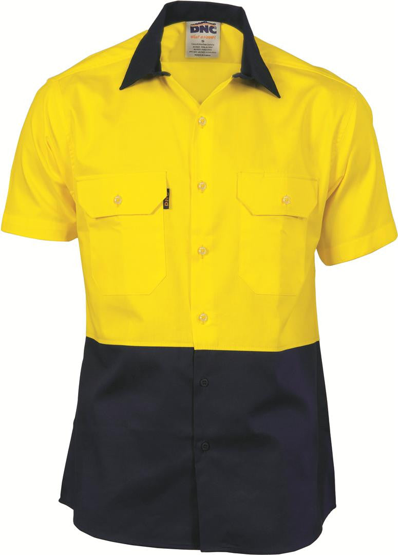 DNC HiVis Two Tone Cool-Breeze Cotton Shirt, Short Sleeve (3839)