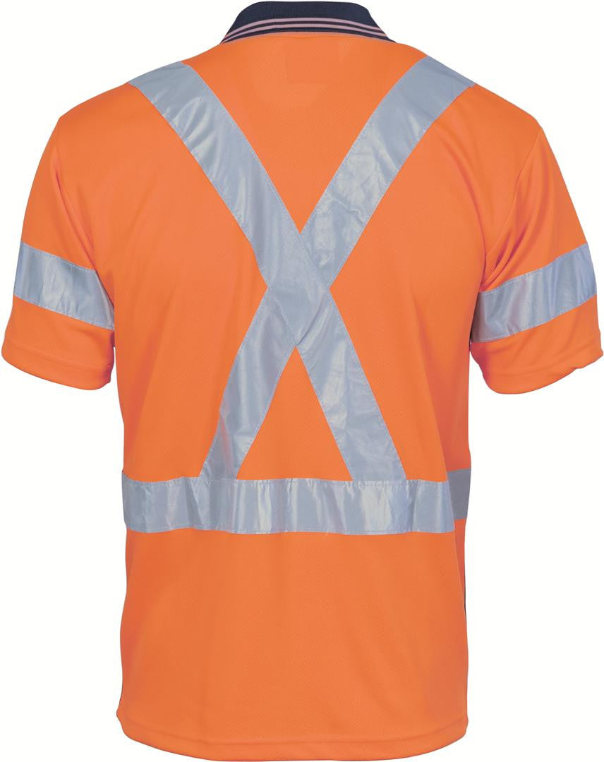 DNC HiVis D/N Cool Breathe Polo Shirt with Cross Back R/Tape - Short Sleeve (3912)