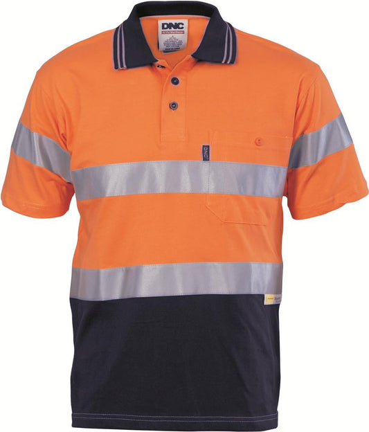 DNC Hivis Cool-Breeze Cotton Jersey Polo With CSR R/Tape - S/S (3915)