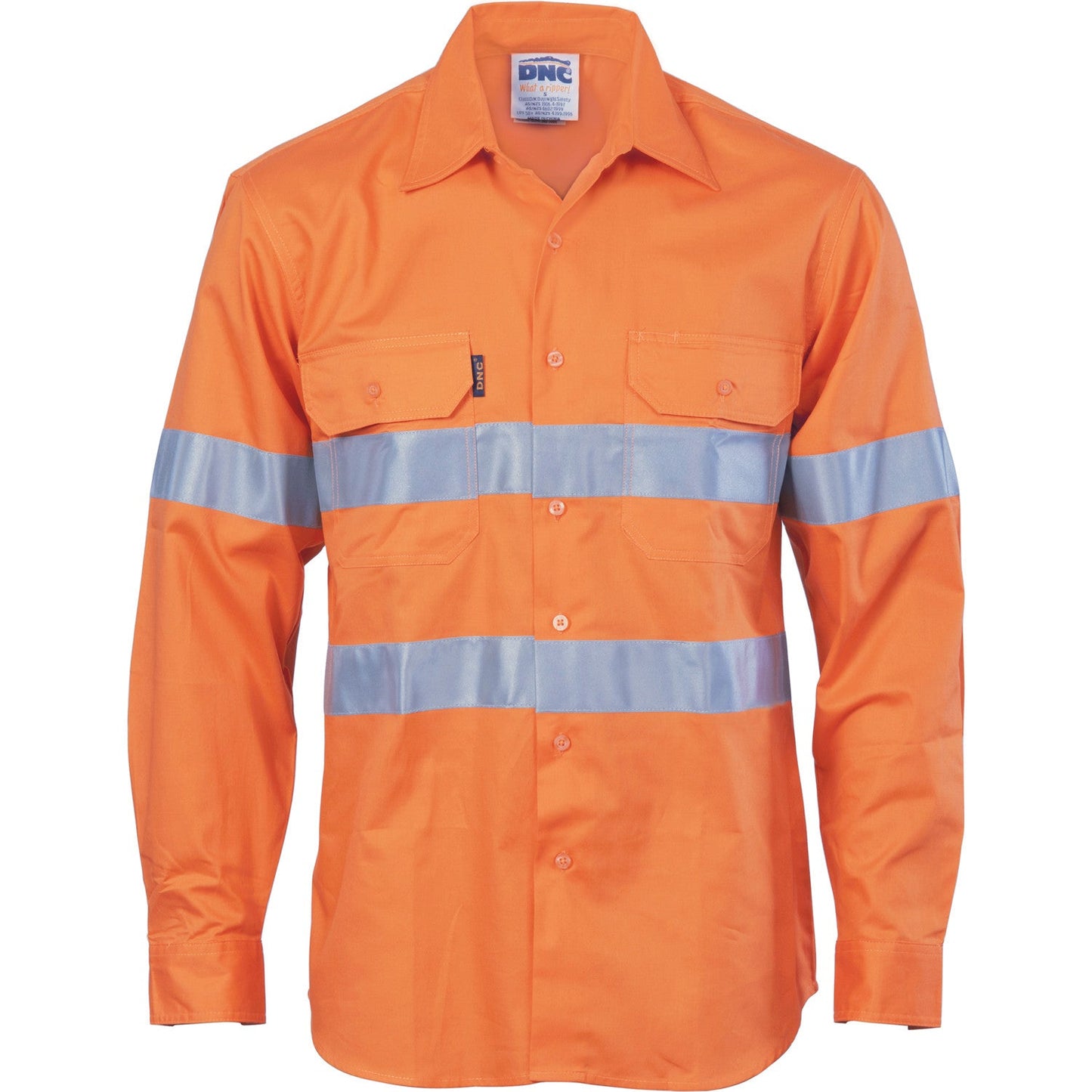 DNC HiVis Cool-Breeze Vertical Vented Cotton Shirt with Generic R/Tape - Long sleeve (3985)