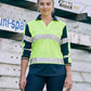 Bisley Womens Long Sleeve Taped Two Tone Hi Vis V-neck Polo (BKL6225T)