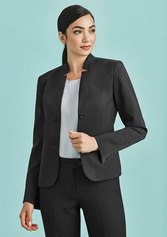 Biz Corporate Womens Cool Stretch Short Jacket with Reverse Lapel (60113)