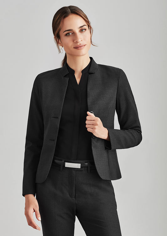 Biz Corporate Womens Comfort Wool Stretch Short Jacket with Reverse Lapel (64013)