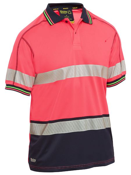 Bisley Taped Two Tone Hi Vis Polyester Mesh Short Sleeve Polo Shirt (BK1219T)