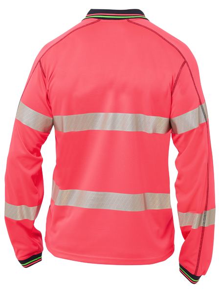 Bisley Taped Two Tone Hi Vis Polyester Mesh Long Sleeve Polo Shirt (BK6219T)