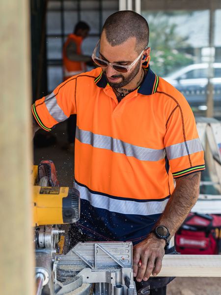 Bisley Taped Two Tone Hi Vis Polyester Mesh Short Sleeve Polo Shirt (BK1219T)