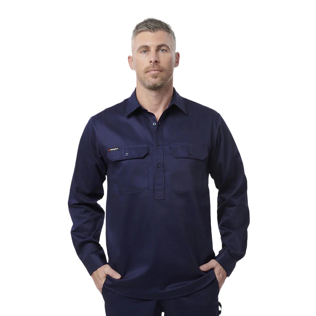 King Gee Originals Long Sleeve Closed Front Cotton Drill Work Shirt (K04020)