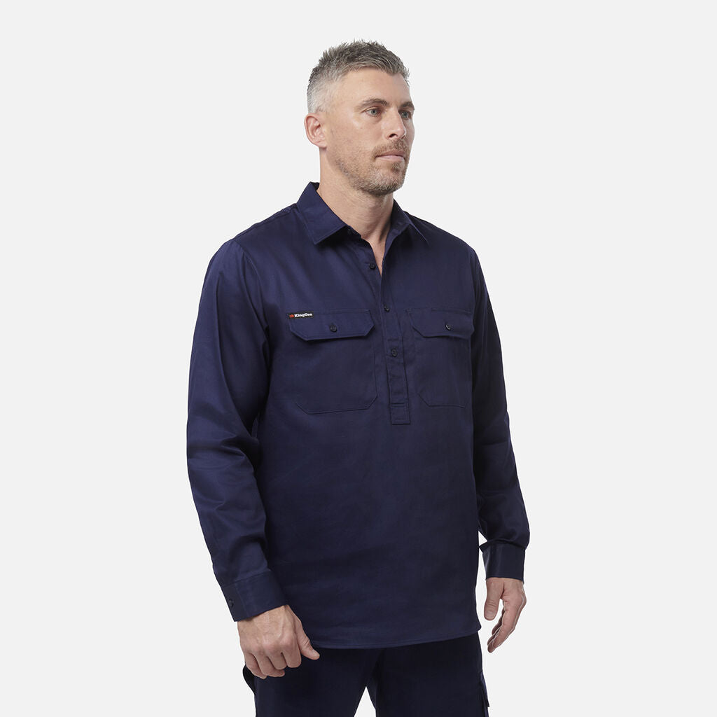 King Gee Originals Long Sleeve Closed Front Cotton Drill Work Shirt (K04020)