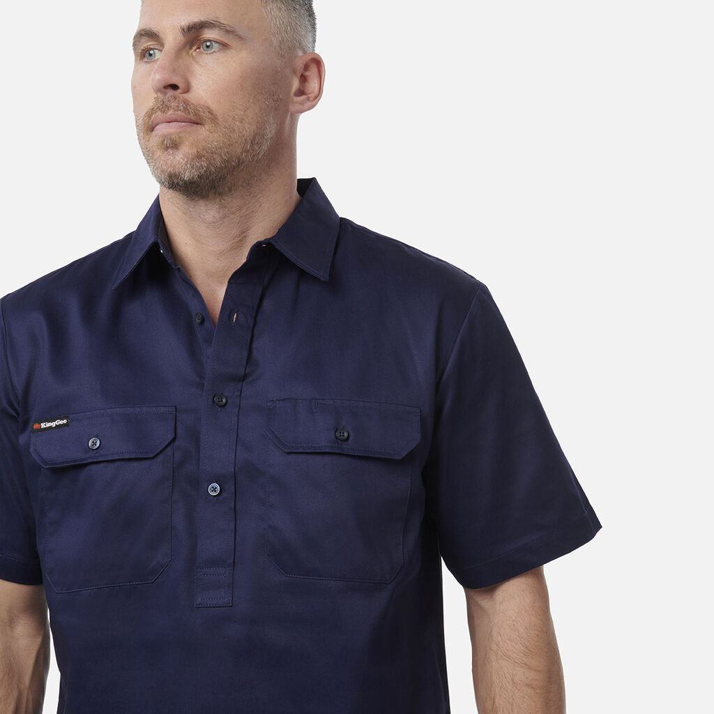 King Gee Originals Short Sleeve Closed Front Cotton Drill Work Shirt (K04060)