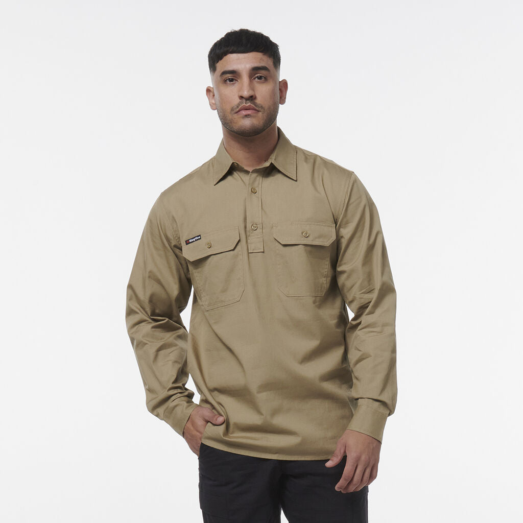 King Gee Workcool Vented Closed Front Shirt Long Sleeve (K14033)