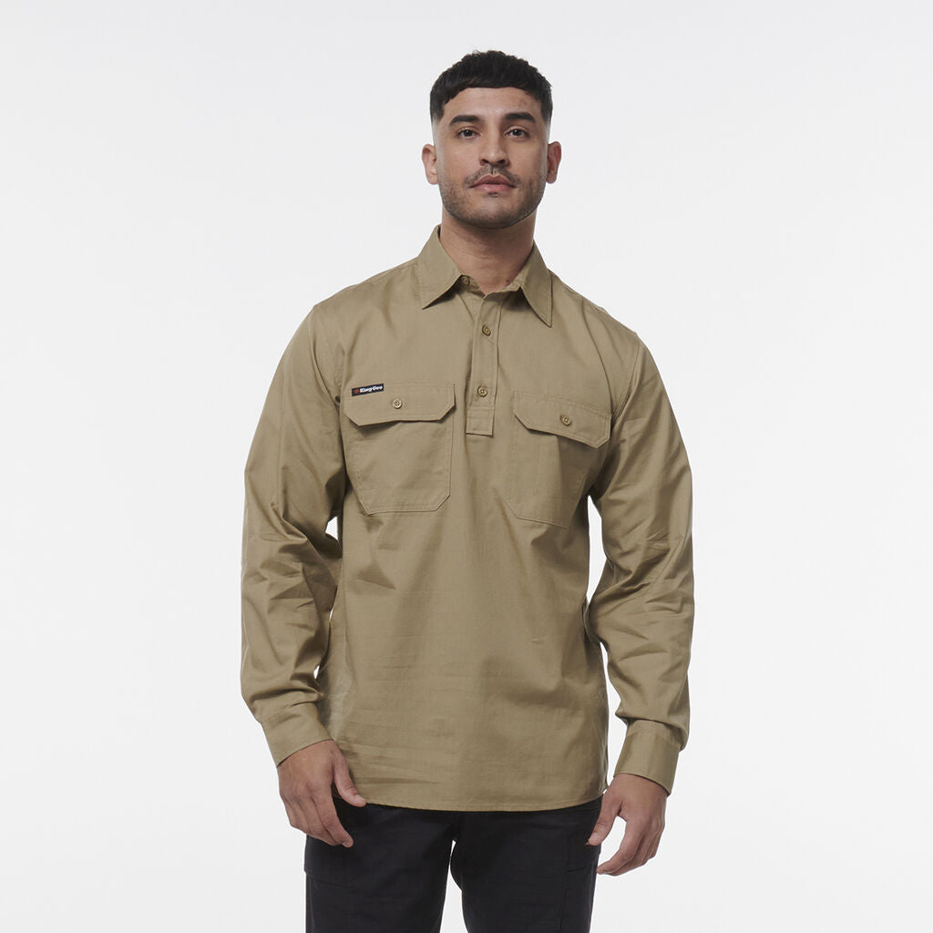 King Gee Workcool Vented Closed Front Shirt Long Sleeve (K14033)