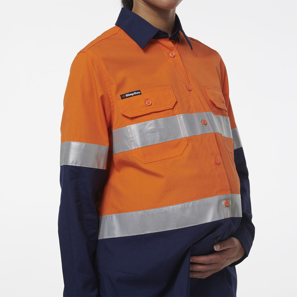 King Gee Women's Workcool Maternity Reflective Shirt (K44234)