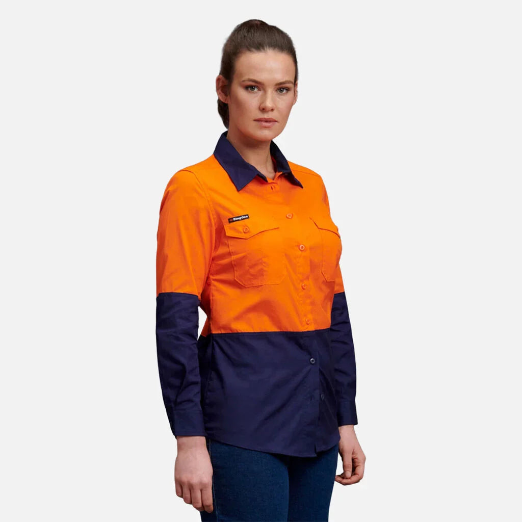 King Gee Women's Workcool 2 Hi-Vis Lightweight Work Shirt (K44543)