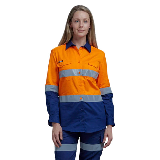 King Gee Women's Workcool 2 Hi-Vis Lightweight Reflective Work Shirt (K44544)