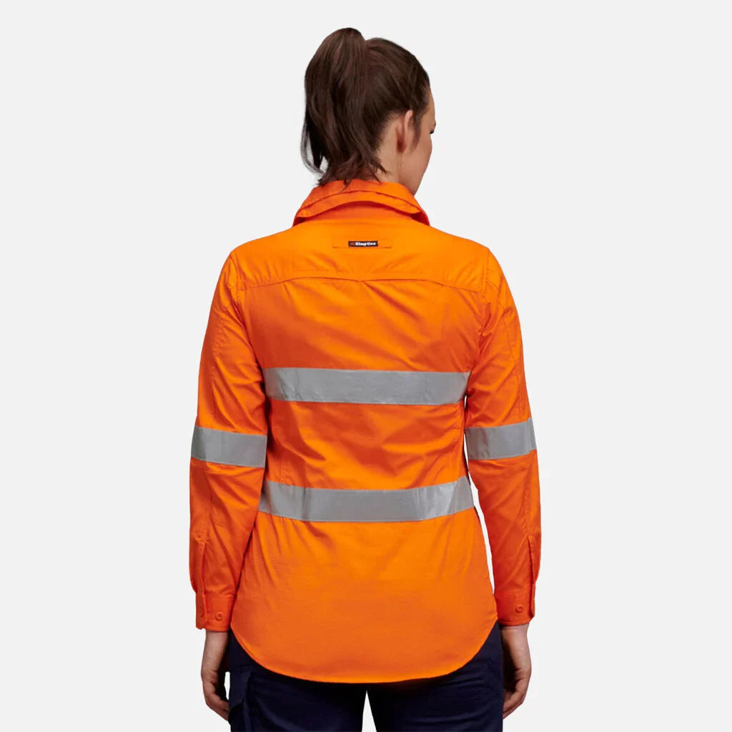 King Gee Women's Workcool 2 Hi-Vis Reflective Work Shirt (K44545)