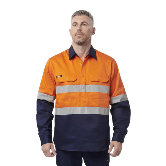 King Gee Originals Hi-Vis Reflective Closed Front Long Sleeve Shirt (K54325)