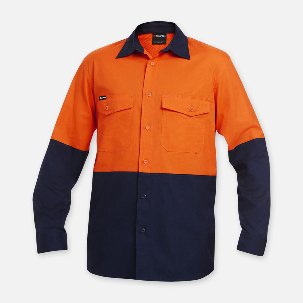 King Gee Workcool 2 Hi-Vis Two Tone Long Sleeve Drill Work Shirt (K54870)