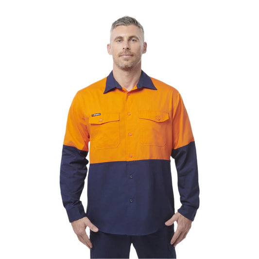 King Gee Workcool 2 Hi-Vis Two Tone Long Sleeve Drill Work Shirt (K54870)