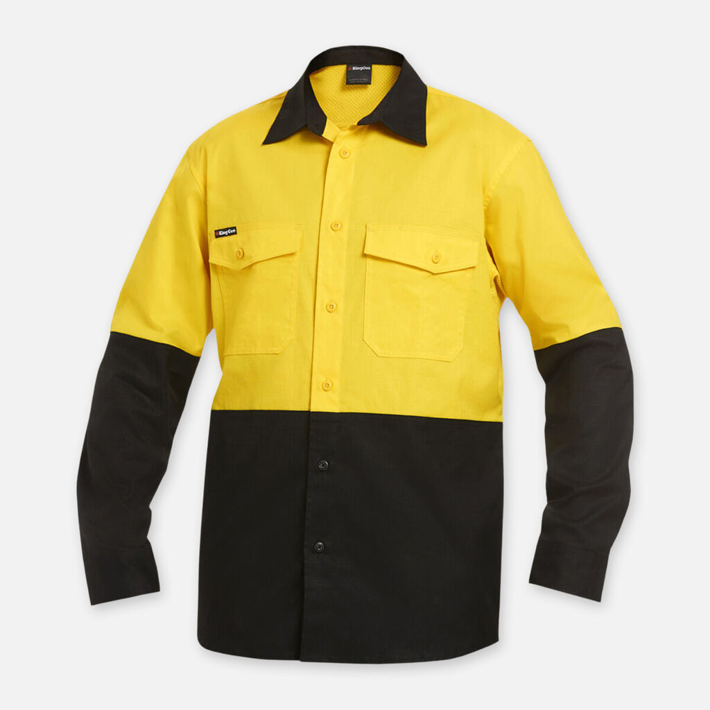 King Gee Workcool 2 Hi-Vis Two Tone Long Sleeve Drill Work Shirt (K54870)