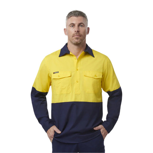 King Gee Workcool 2 Hi-Vis Two Tone Closed Front Long Sleeve Shirt (K54876)