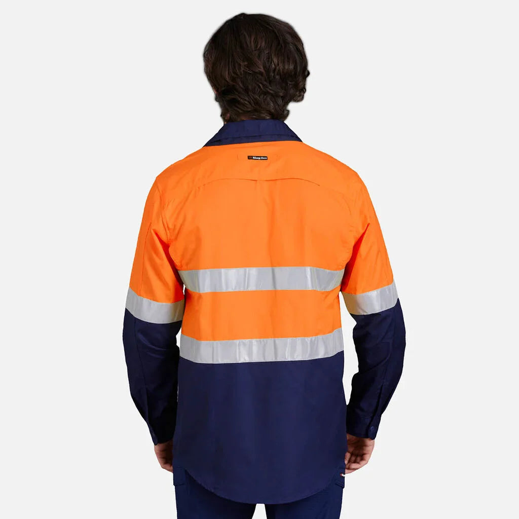 King Gee Workcool 2 Hi-Vis Reflective Two Tone Long Sleeve Work Shirt (K54880)