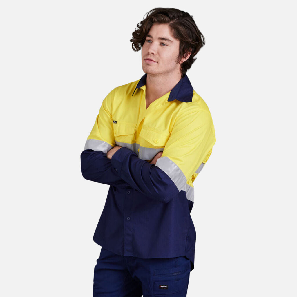 King Gee Workcool 2 Hi-Vis Reflective Two Tone Long Sleeve Work Shirt (K54880)