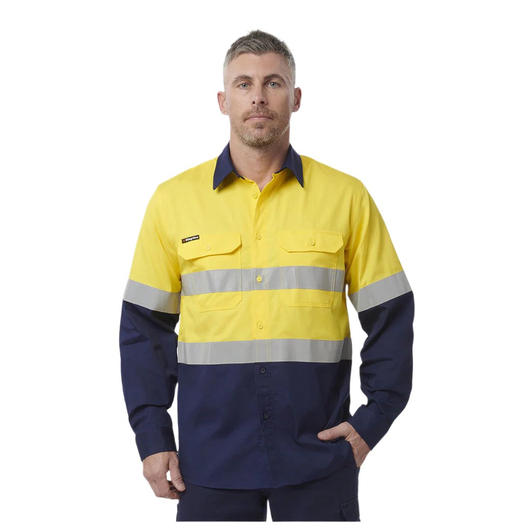 King Gee Workcool Vented Spliced Shirt Taped Long Sleeve (K54913)