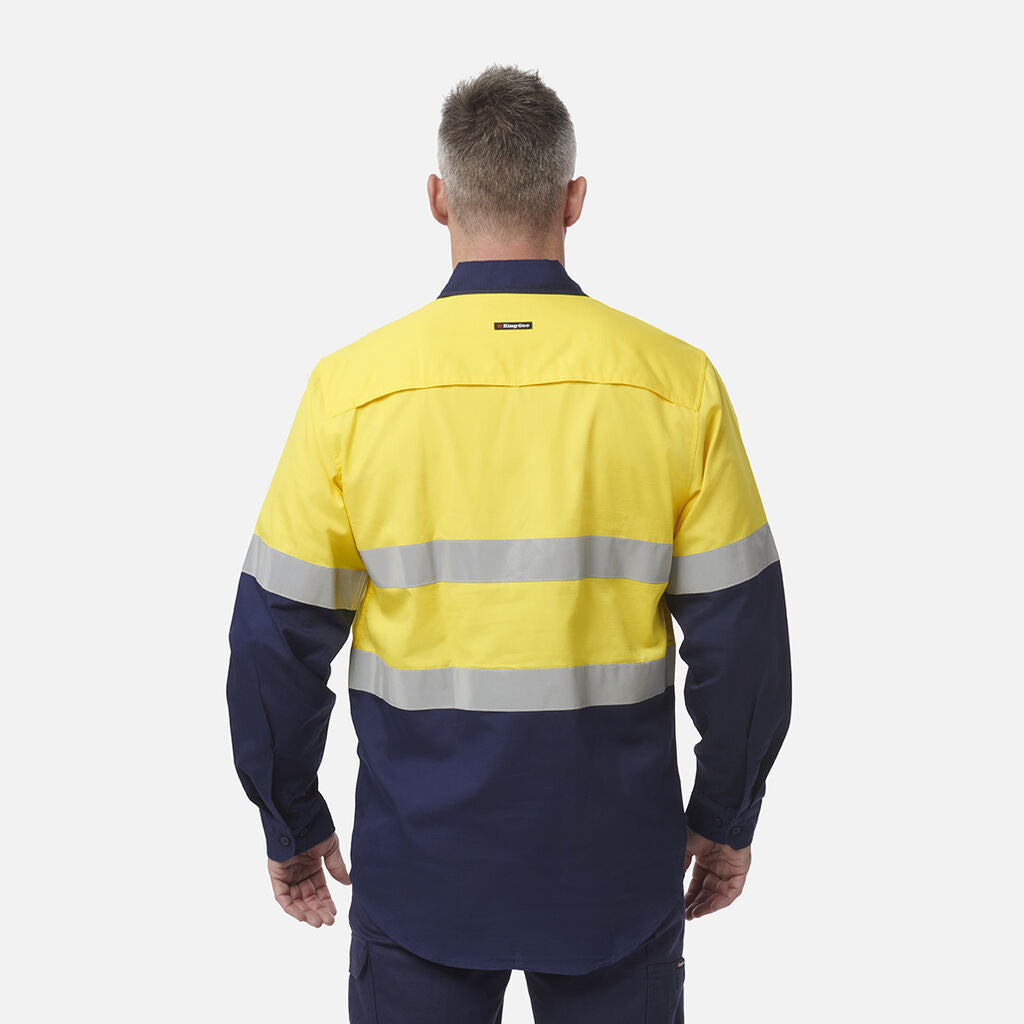 King Gee Workcool Vented Closed Front Spliced Shirt Taped Long Sleeve (K54914)