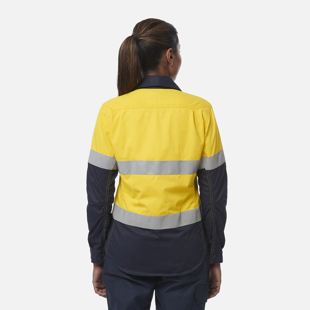 King Gee Women's ShieldTec FR Hi Vis 2Tone Open Front Taped Shirt (Y04050)