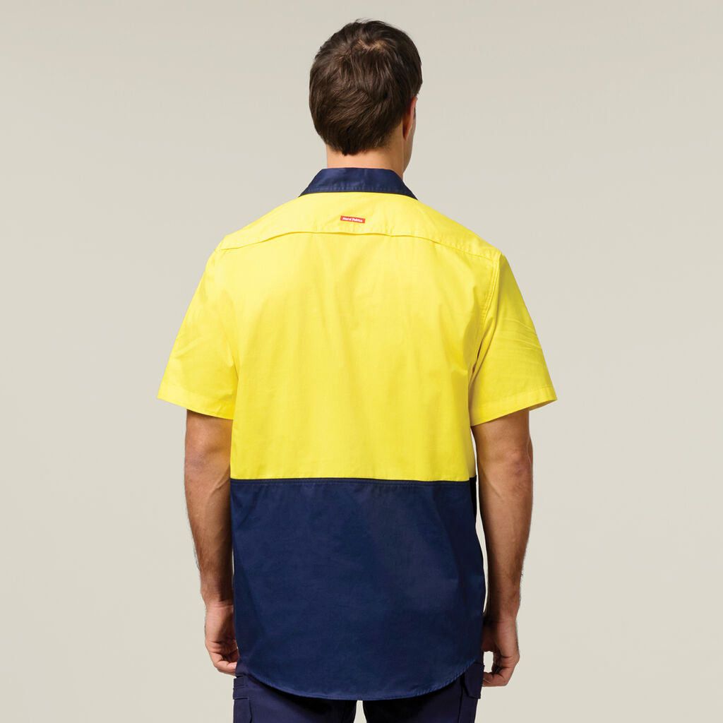 Hard Yakka Core Hi-Vis Light Weight Vented Short Sleeve Cotton Shirt (Y04620)