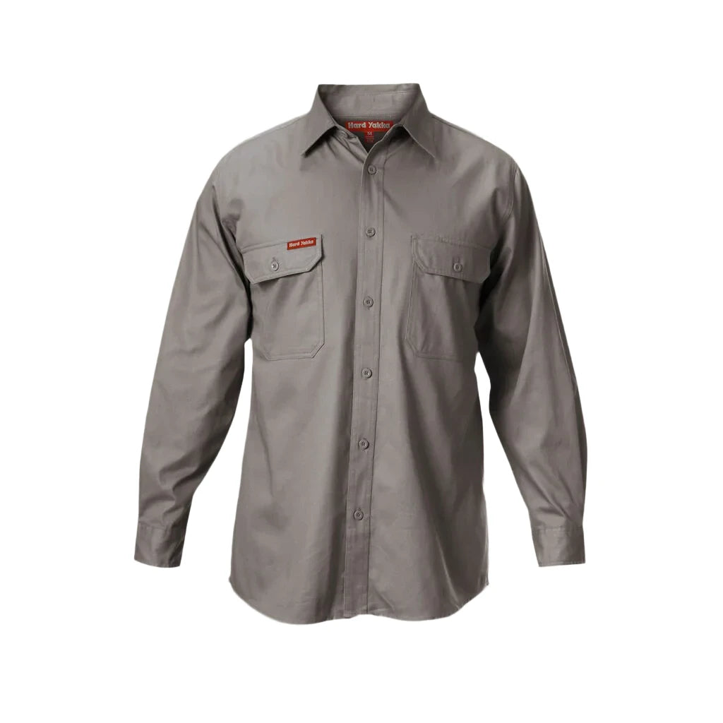 Hard Yakka Long Sleeve Open Front Cotton Drill Work Shirt (Y07500)