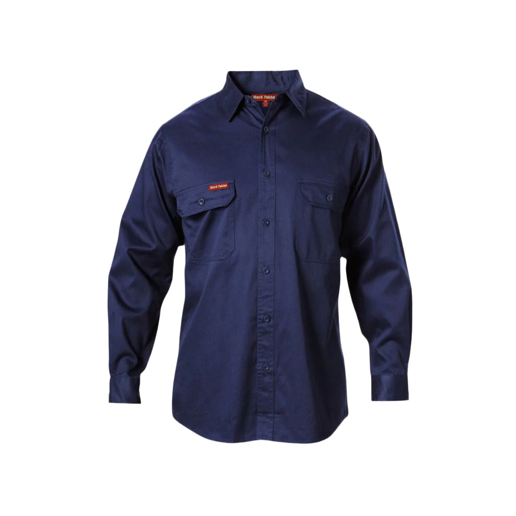 Hard Yakka Long Sleeve Open Front Cotton Drill Work Shirt (Y07500)