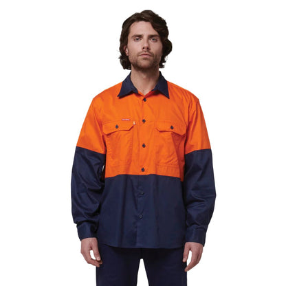 Hard Yakka Core Hi-Vis Long Sleeve 2 Tone Vented Cotton Shirt (Y07950)