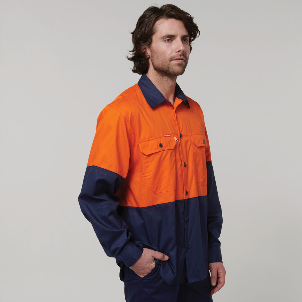 Hard Yakka Core Hi-Vis Long Sleeve 2 Tone Vented Cotton Shirt (Y07950)