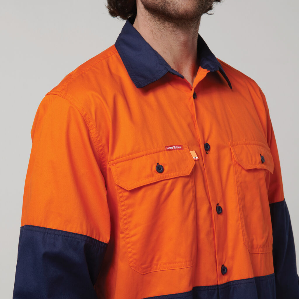 Hard Yakka Core Hi-Vis Long Sleeve 2 Tone Vented Cotton Shirt (Y07950)