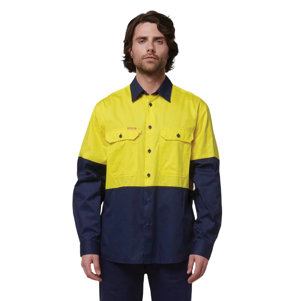 Hard Yakka Core Hi-Vis Long Sleeve 2 Tone Vented Cotton Shirt (Y07950)