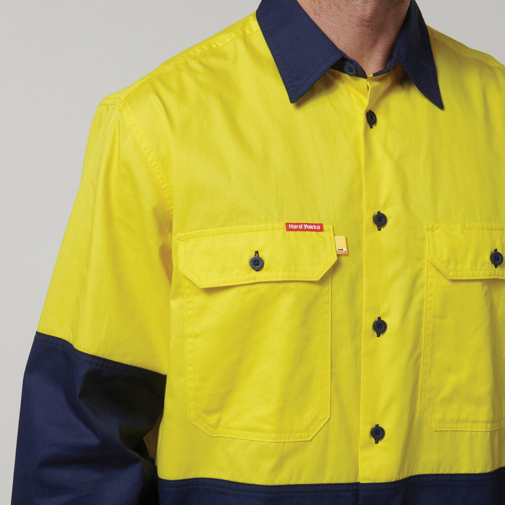 Hard Yakka Core Hi-Vis Long Sleeve 2 Tone Vented Cotton Shirt (Y07950)