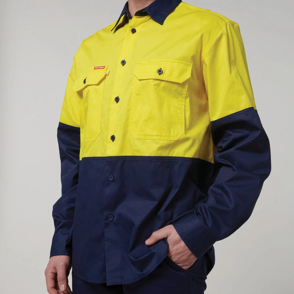 Hard Yakka Core Hi-Vis Long Sleeve 2 Tone Vented Cotton Shirt (Y07950)