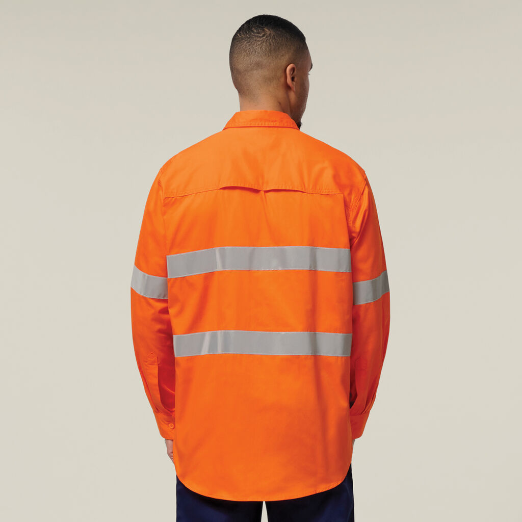 Hard Yakka Koolgear Hi-vis Taped Vented Cotton Twill Shirt (Y07996)