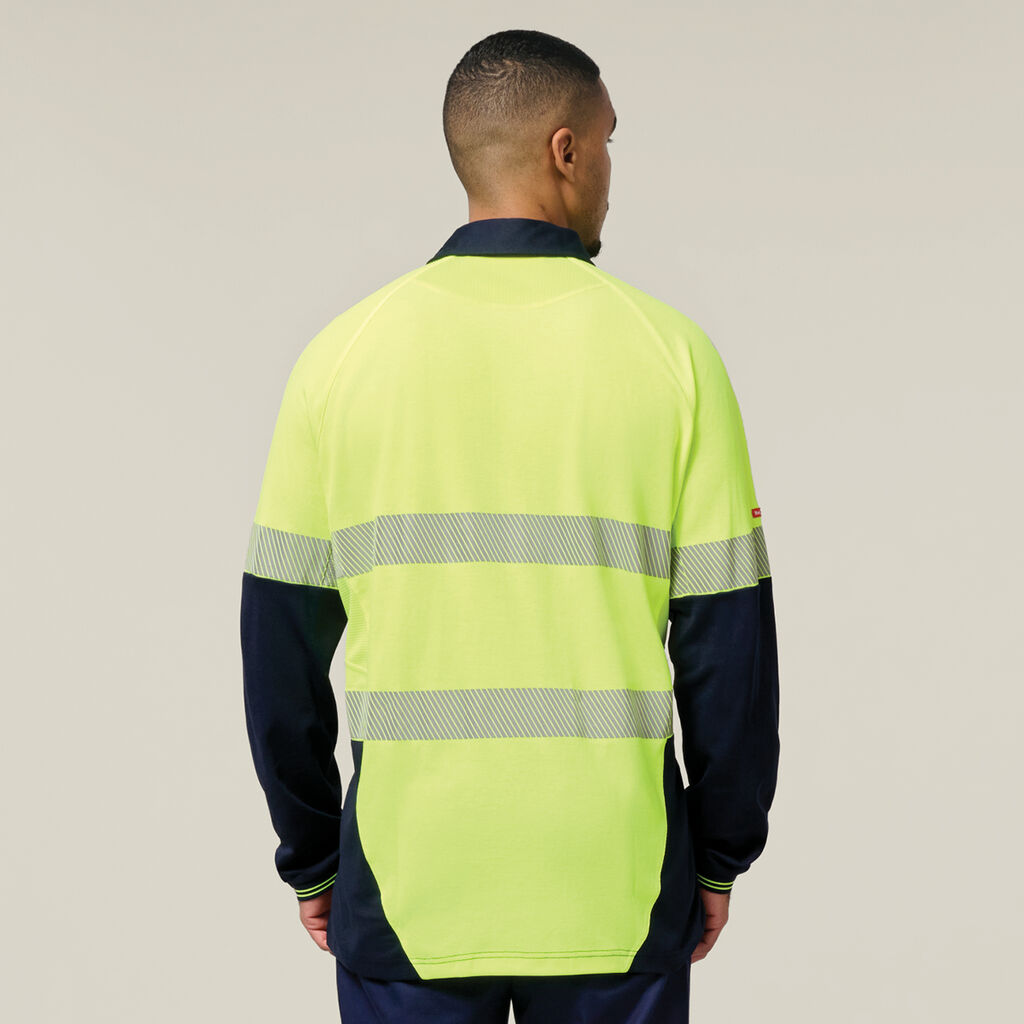 Hard Yakka Core Hi-Vis 2 Tone Taped Vented Long Sleeve Polo (Y11379)