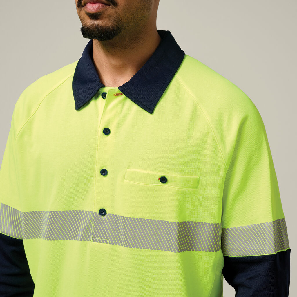 Hard Yakka Core Hi-Vis 2 Tone Taped Vented Long Sleeve Polo (Y11379)