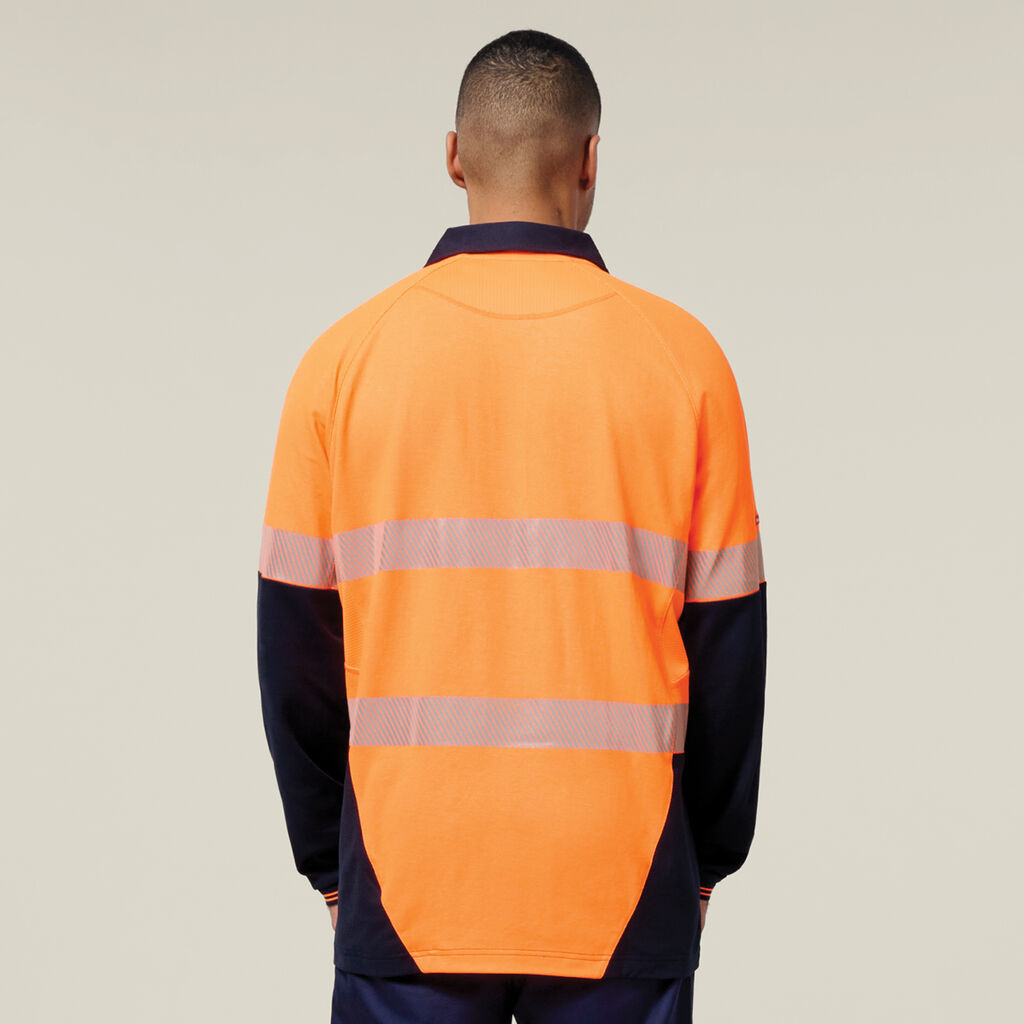 Hard Yakka Core Hi-Vis 2 Tone Taped Vented Long Sleeve Polo (Y11379)