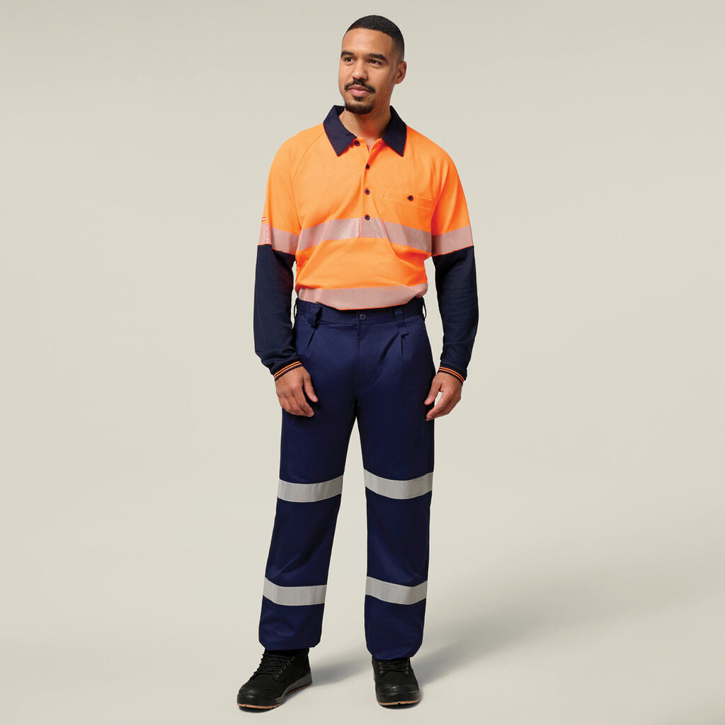 Hard Yakka Core Hi-Vis 2 Tone Taped Vented Long Sleeve Polo (Y11379)