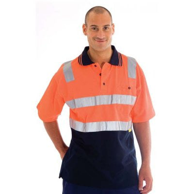 DNC Cotton Back Hivis Two Tone Polo Shirt With Csr R/ Tape - Short Sleeve (3817)