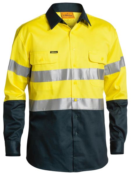 Bisley 2 Tone Hi Vis Shirt 3M Reflective Tape - Long Sleeve-(BT6456)